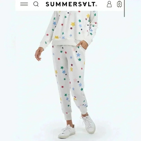 Summersalt The Softest French Terry Jogger in Scatter Stars in White Sand Size M - Picture 4 of 6
